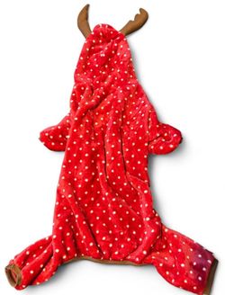 Red And White Polka Dot Reindeer Dog Costume 