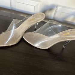 Clear Slip On Heels (Never Worn)