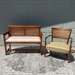 Cane Bench And Cane Chair 