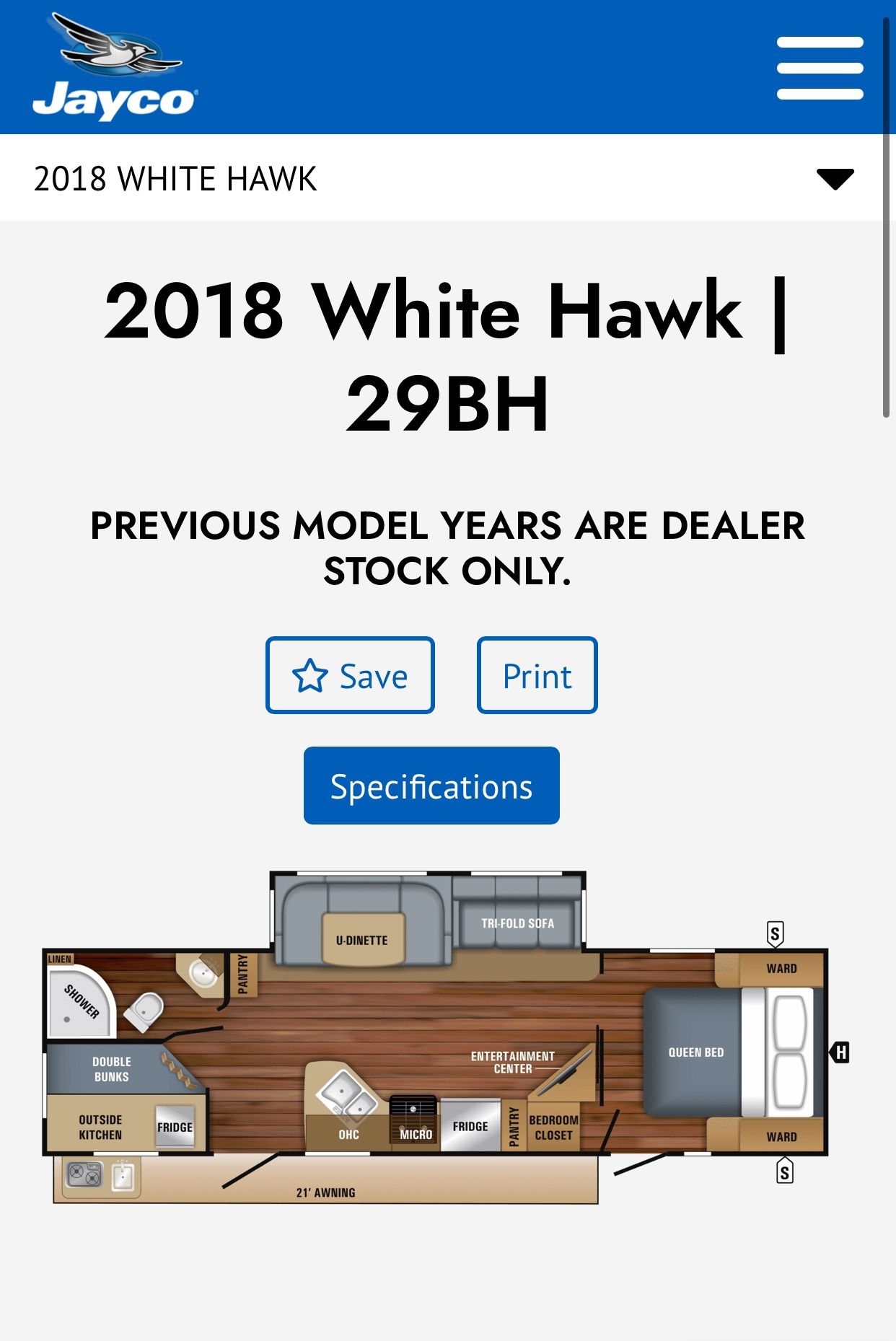 2018 Jayco White Hawk 29BH