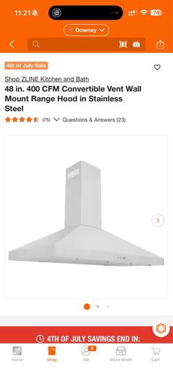ZLINE Kitchen and Bath 48 in. 400 CFM Convertible Vent Wall Mount Range Hood in Stainless Steel