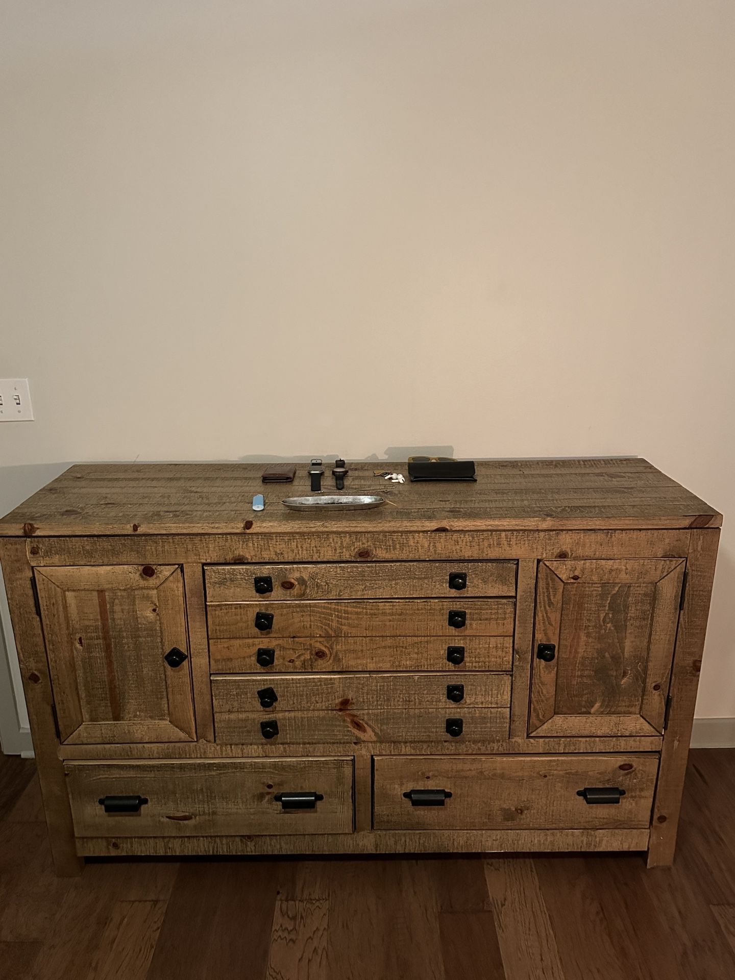 Wood Dresser W/ Black Knobs- $225