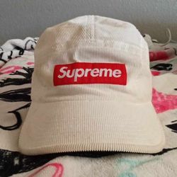 Supreme White Corduroy Hat 