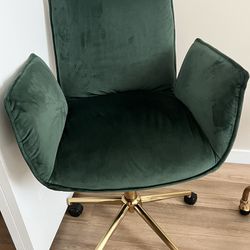 Green Velvet Rolling Desk Chair 