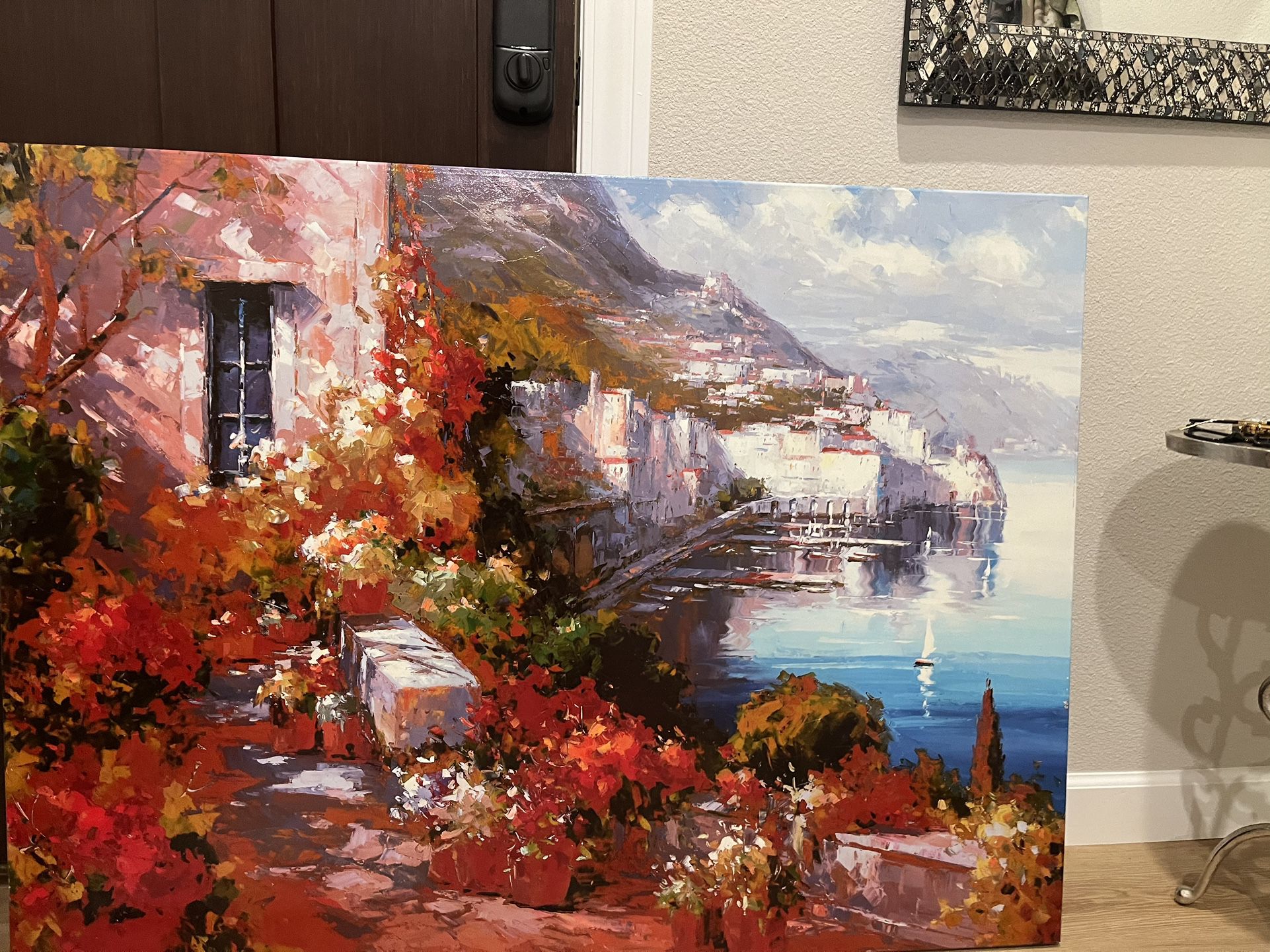 Italian Coastal Terrace - Painting Print on Canvas