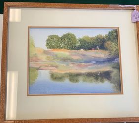 Framed Watercolor Landscape Painting Signed John Roberts