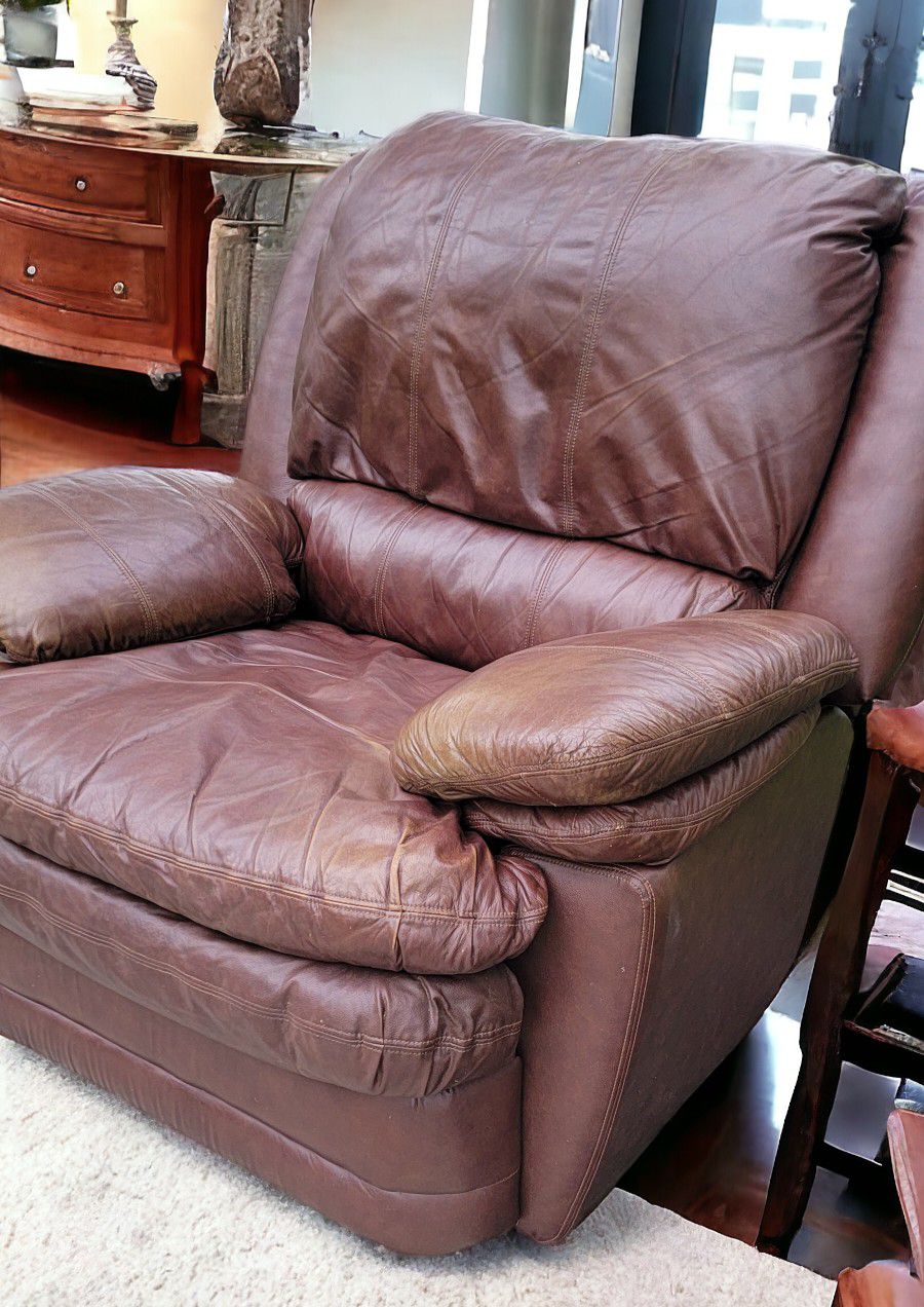 Leather Rocker Recliner -Brown (DELIVERY AVAILABLE)