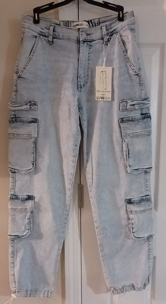 NWT Women's Parachute Cargo Utility Jeans By LoveGen.