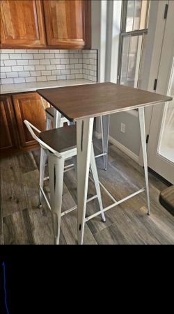 Two Bar Height Table with 2 Stools Set
