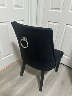 Black Velvet Chair with Ring Pull