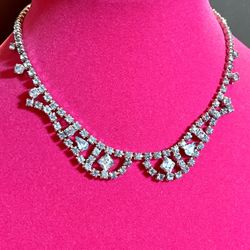Vintage Blue Rhinestone Necklace