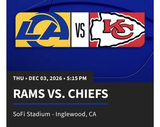 LA RAMS vs KC CHIEFS Lower Level 2 or 4 Seats