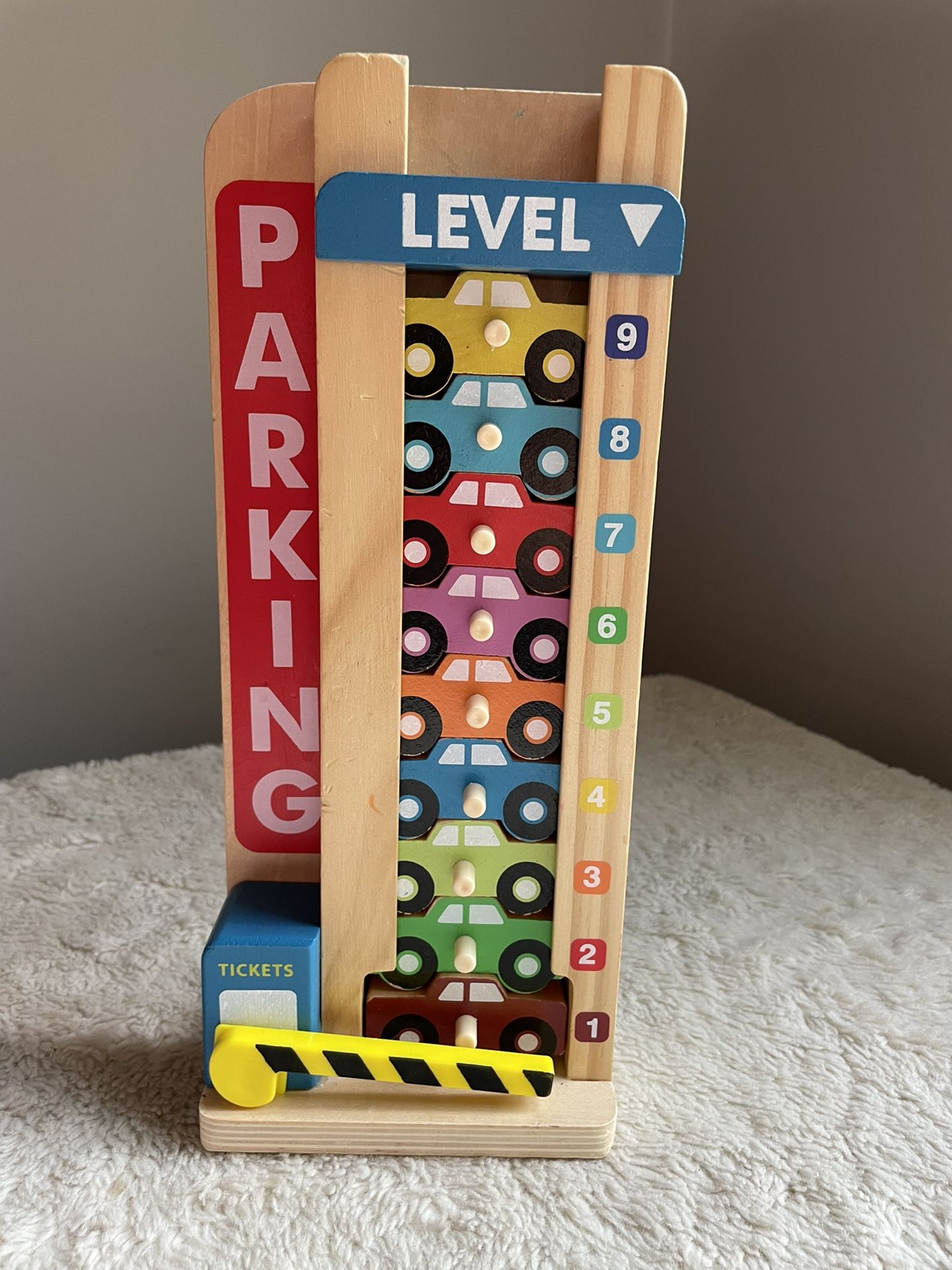 Melissa Doug Stack Counting Wooden Stacking Garage Educational Learning Toy 