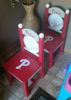 2 All wooden Childs chairs...Philadelphia Phillies...