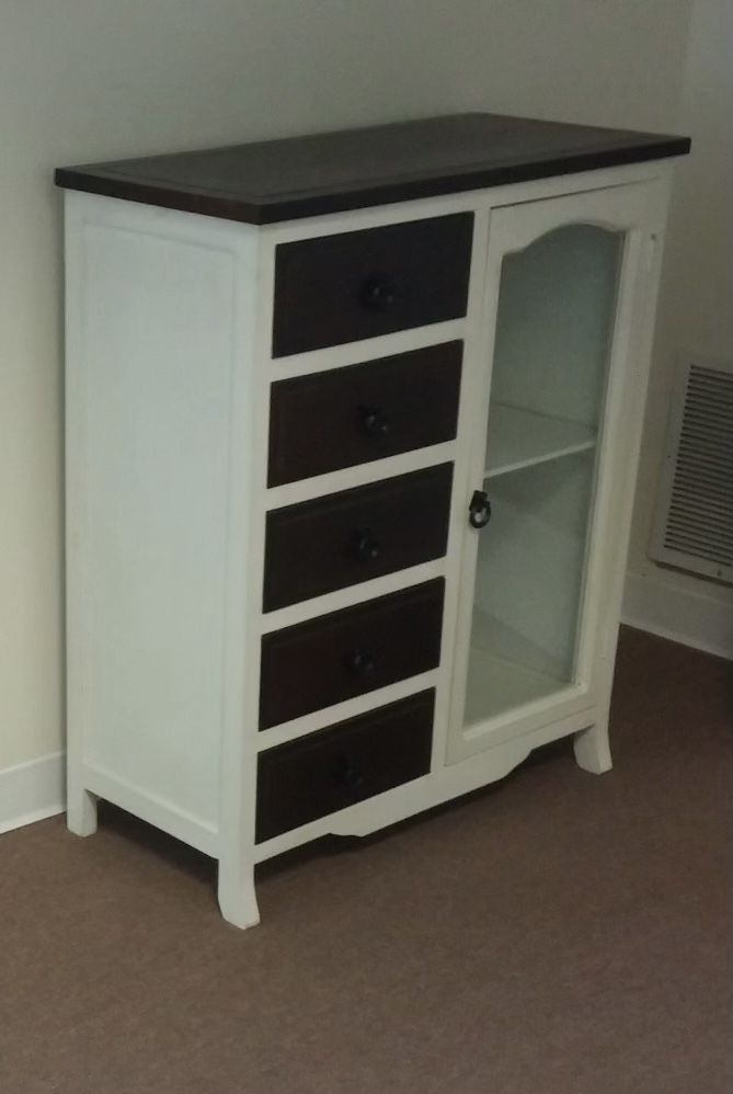 White/Brown Wood Glass Cabinet