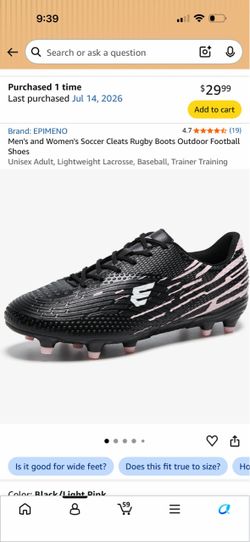 Brand new Soccer Cleats Black and Pink size 37