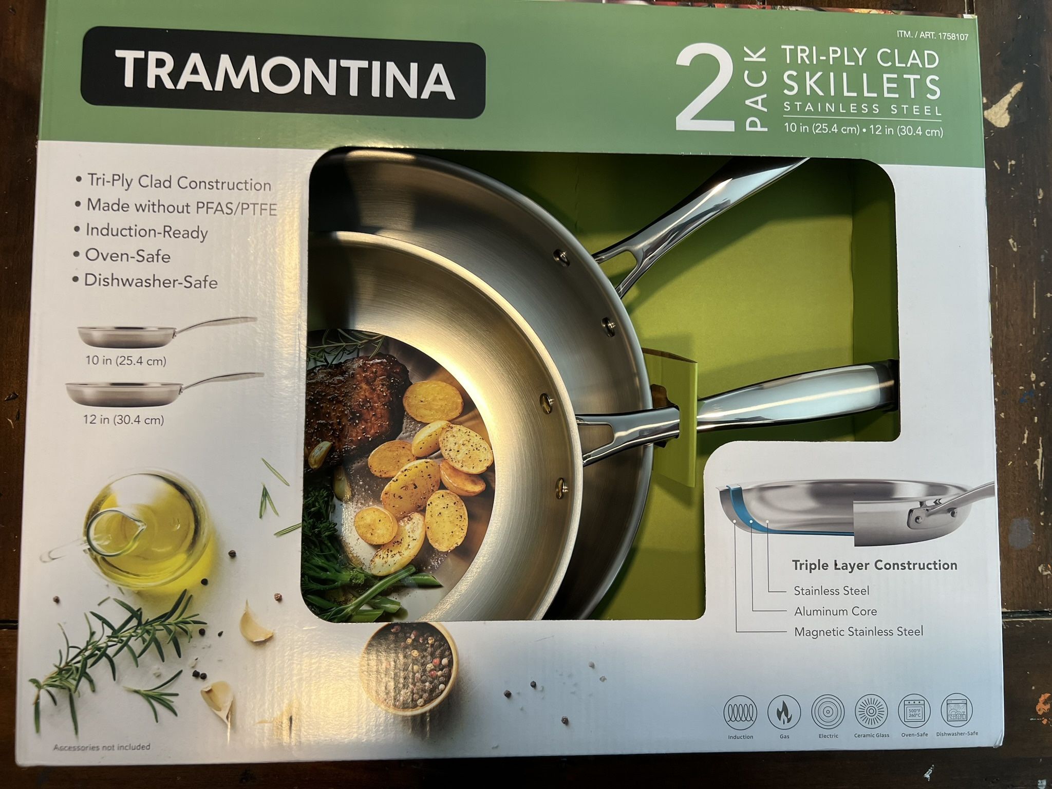 Tramontina Tri Ply Clad Skillet- 2 Pack