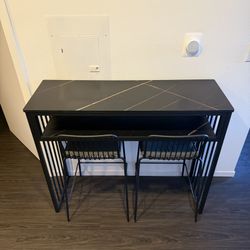 Black Console Table w High chairs