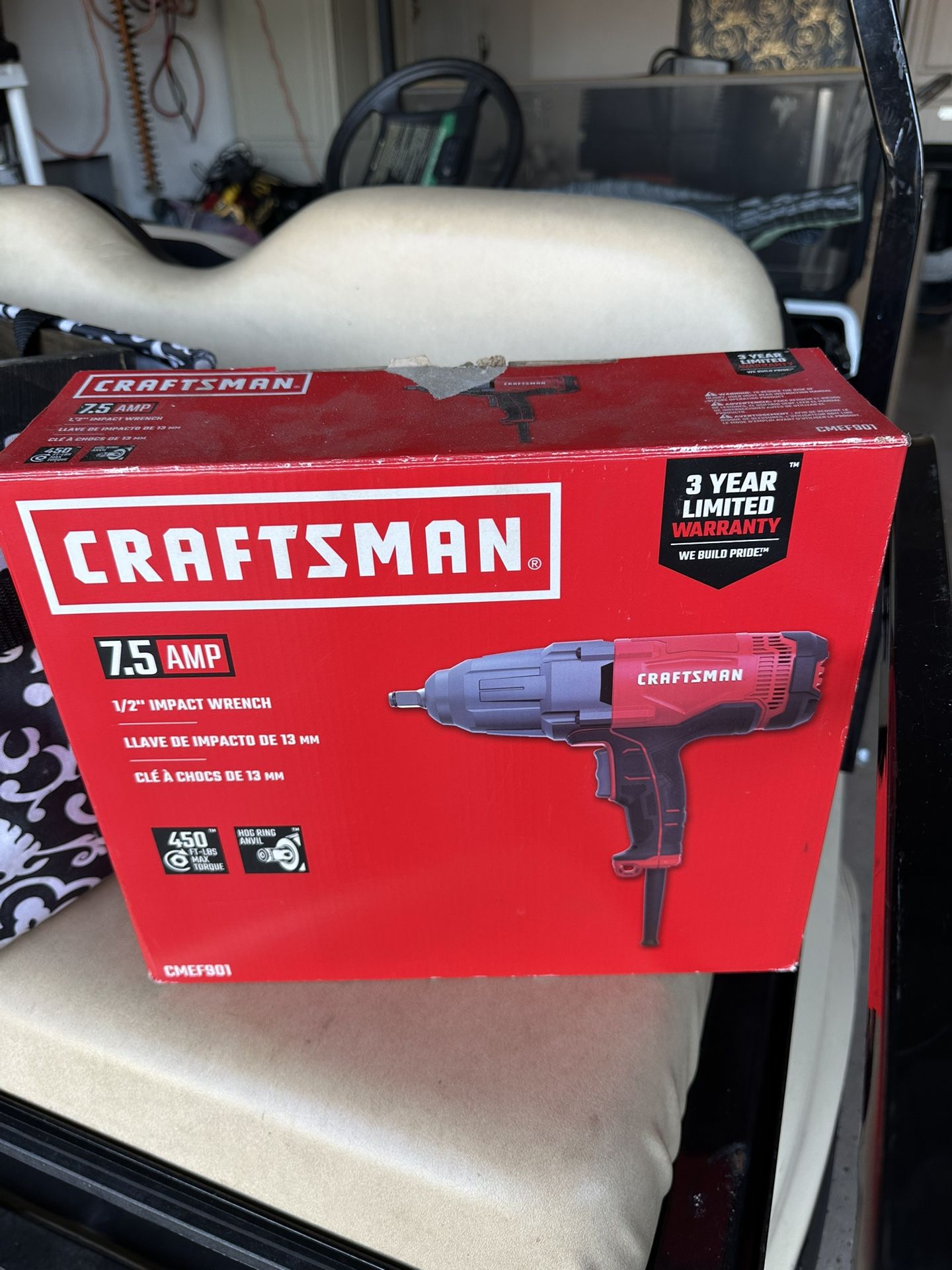 Craftsman 7.5 amp half inch impact wrench with 450 foot pounds torque