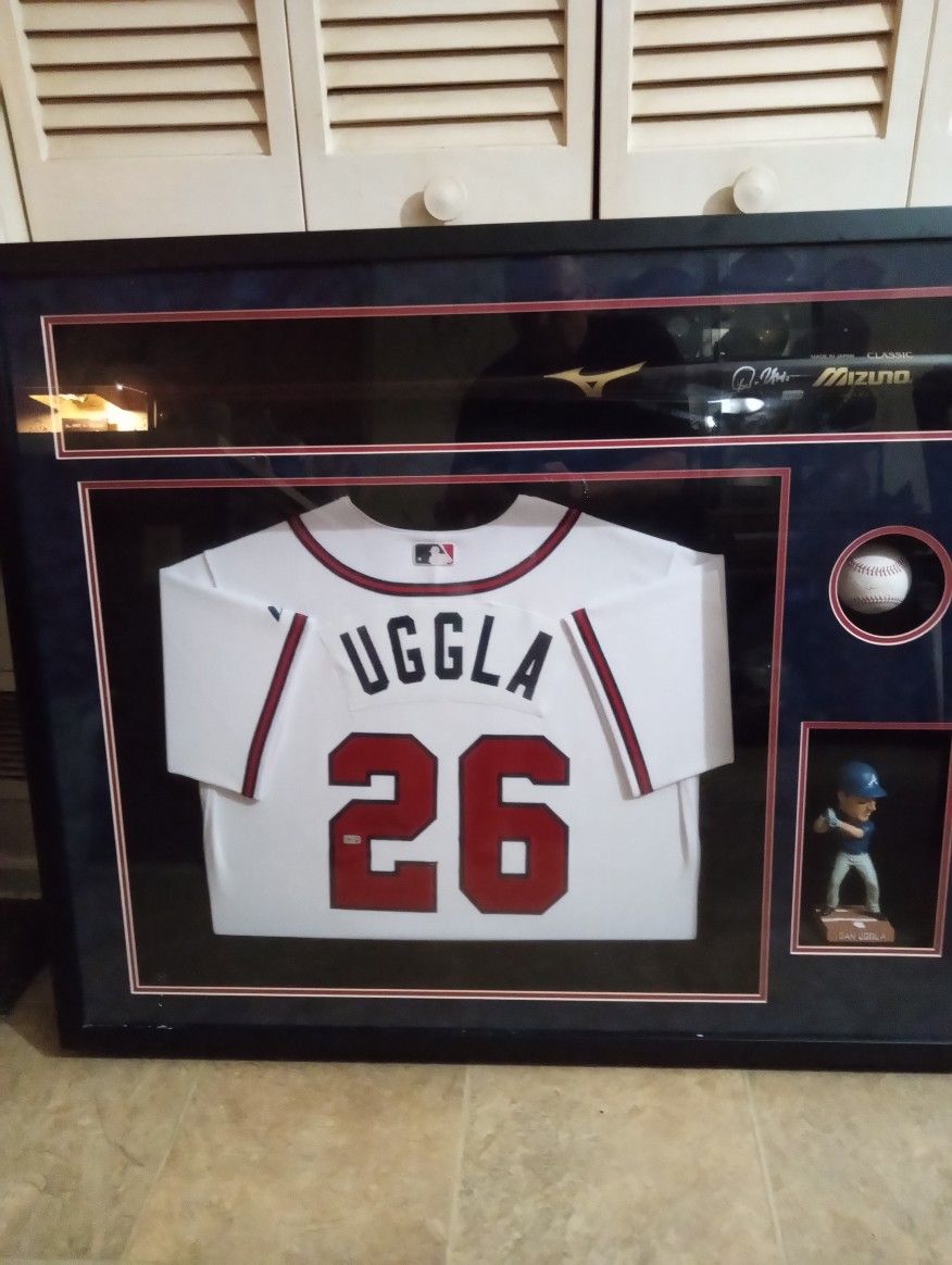 Uggla Sign Professionally Framed Jersey Signed Bat Baseball