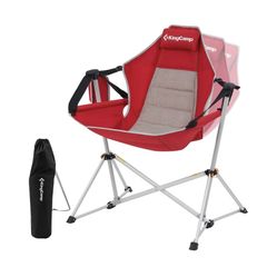 KingCamp Hammock Camping Chair, Aluminum Alloy Adjustable Back Swinging Chair, Folding Rocking Chair with Pillow Cup Holder, Recliner for Outdoor Trav