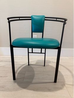 Vintage Postmodern Teal & Black Barrel Chair - Minson Ent.