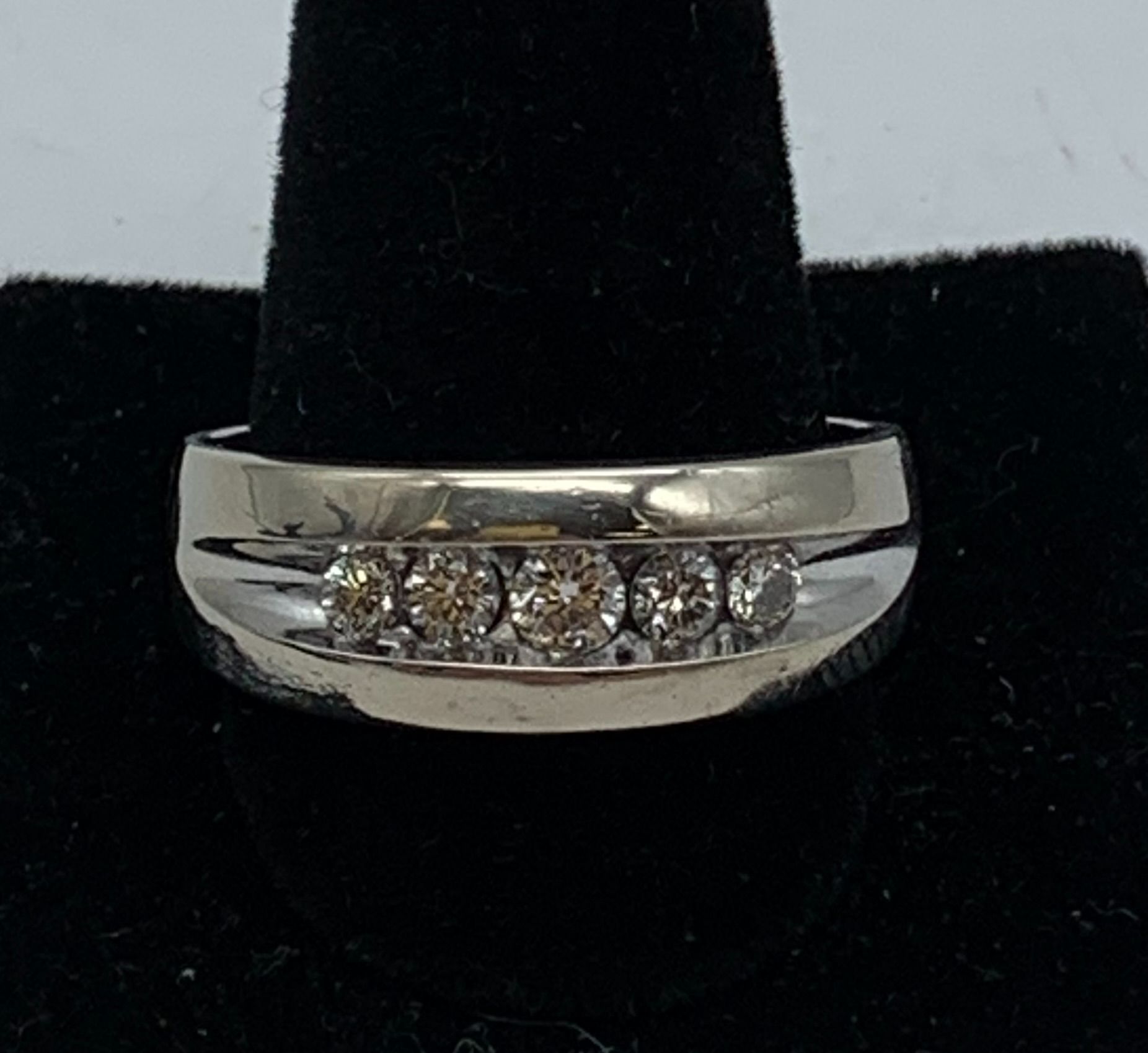 Mens white gold diamond wedding band #29366