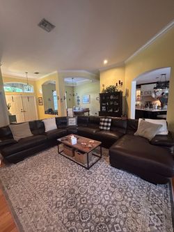 Beautiful real leather sectional-mint condition