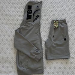 bape shark full zip hoodie And Shark Sweat Shorts men’s Small Gray Camo