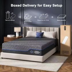 Marsail King Size 12” Memory Foam Mattress Medium-Firm Mattress with Cooling Gel, Graphene Fabric, CertiPUR-US Certified, Fiberglass-Free, Pressure Re