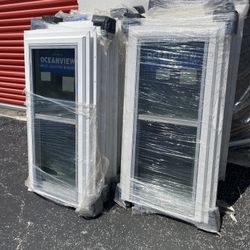 9x) 24x48 IMPACT PRIVACY GLASS DOUBLE HUNG BATHROOM WINDOWS NEW 