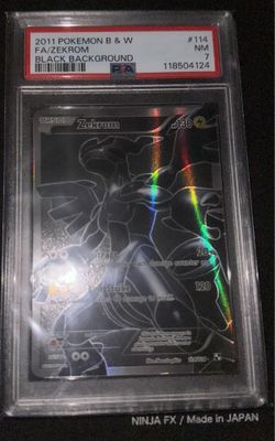 PSA 7 Zekrom Full Art 2011 Black & White #114 Black Background Vintage