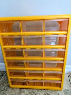 Yellow Plastic Small Parts Organizer Cabinet