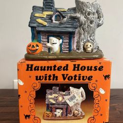 Vintage 80s Retro Russ Halloween Haunted House Votive Candle Tea Light Holder