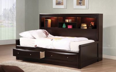 Brand New Phoenix Contemporary Youth Storage Twin Bed in Cappuccino