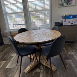 Dining Wood Table Set 4 Chairs 
