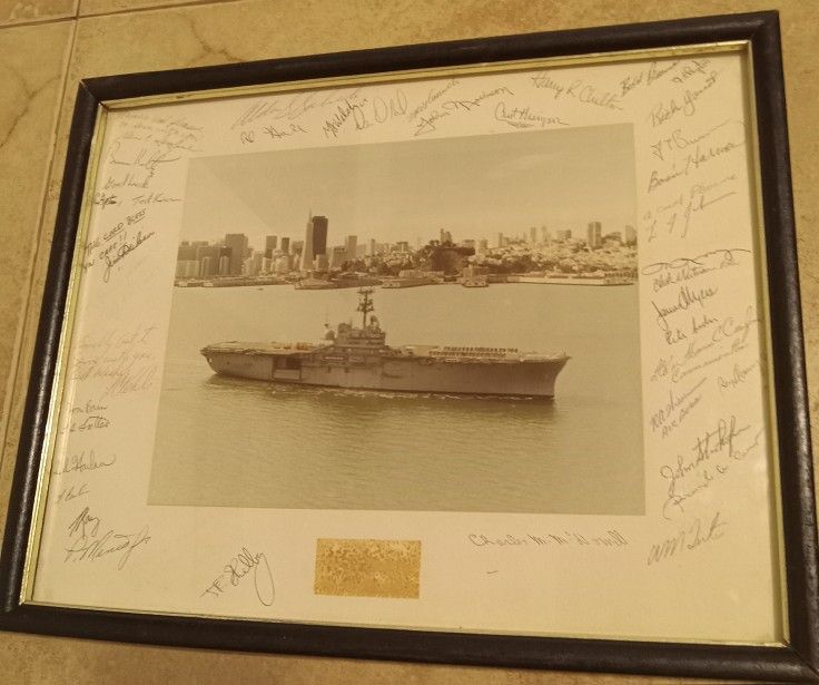 Vintage Signed USS Tripoli US Military Navy Ship Picture, Signed By The Sailors
