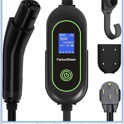 Level 2 50A 240V Tesla Electric Vehicle Charger, Max 12KW Power NACS Electric Vehicle Charging Station NEMA 14-50 Plug, 25ft Extension Cord,Tesla Port