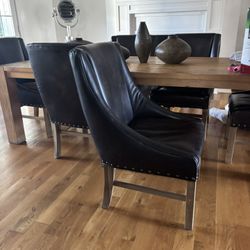 6 Restoration Hardware Leather Chairs 