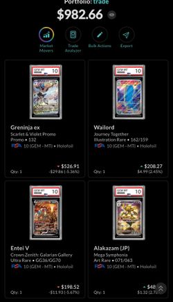 PSA 10s available for trade/sell