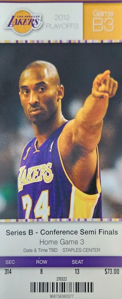 2012 Los Angeles Lakers Denver Nuggets First Round Playoff Ticket Stub Kobe Bryant - BLACK MAMBA