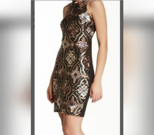 Alexia Admor Metallic Sequin Mini Dress