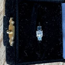 Diamond And Topaz Engagement Ring 