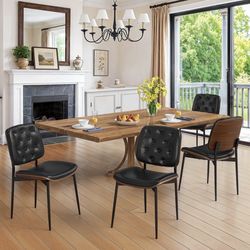 4X Blue faux leather dining chairs