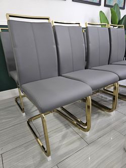 8 set Grey & Gold Dining Chairs
