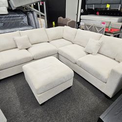 Brand New Sectional 4 Pcs Beige Corduroy $749 FREE LOCAL DELIVERY & SET UP
