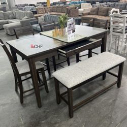 6 Piece Counter Height Dining Table Set // Limited Time Offer 