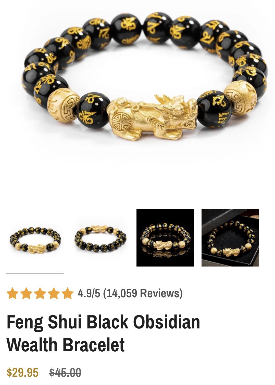Feng Shui Black Obsidian Wealth Bracelet