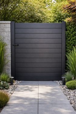 Adjustable 60 in. x 72 in. Black Aluminum Privacy Gate