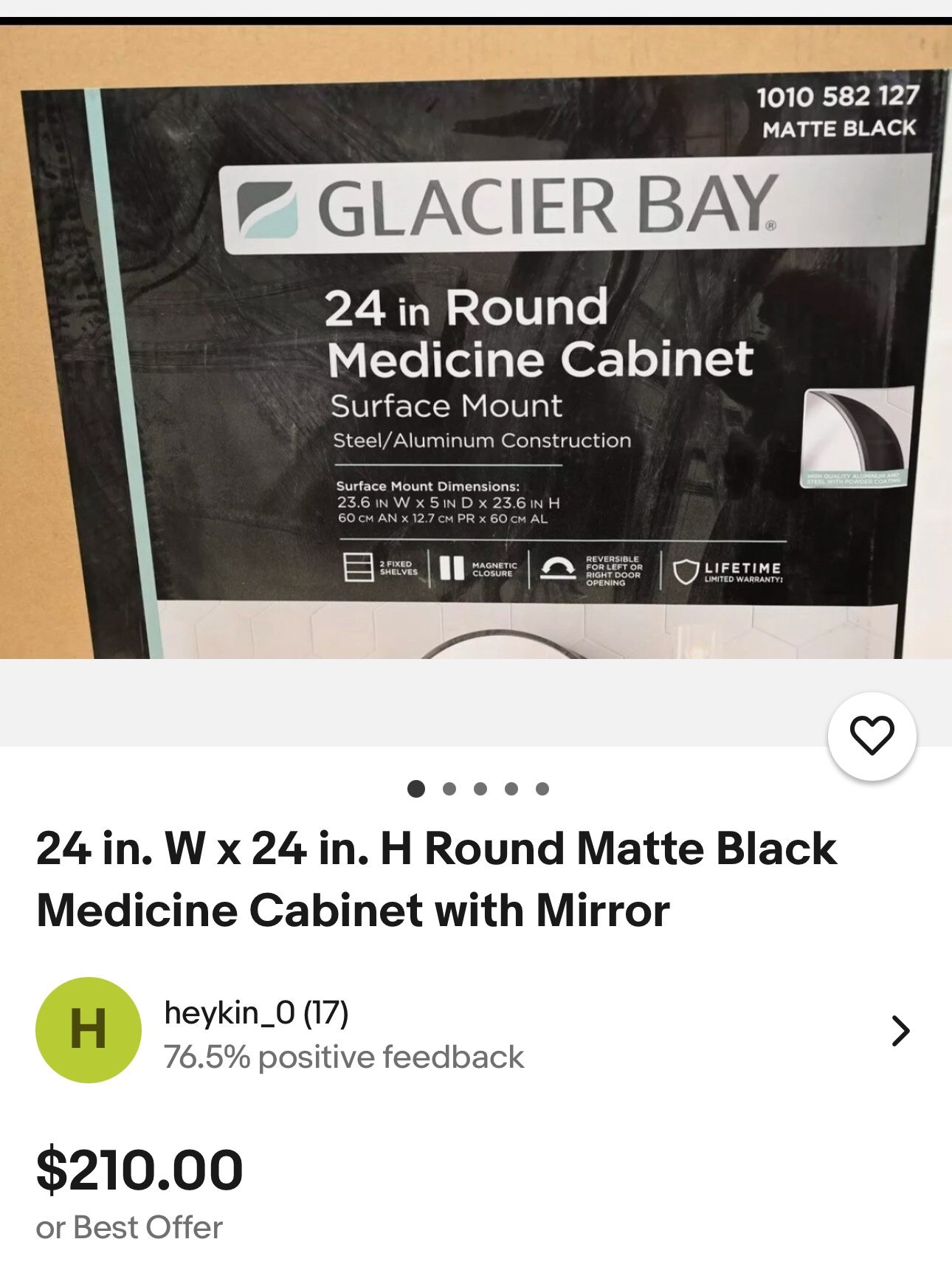 Round Medicine Cabinet 24” ( New)